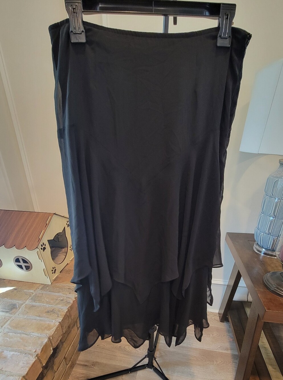 Flowing Black High-Low Skirt for Women